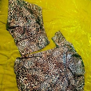 Victoria's Secret Leopard Silk T-Shirt PJ Set